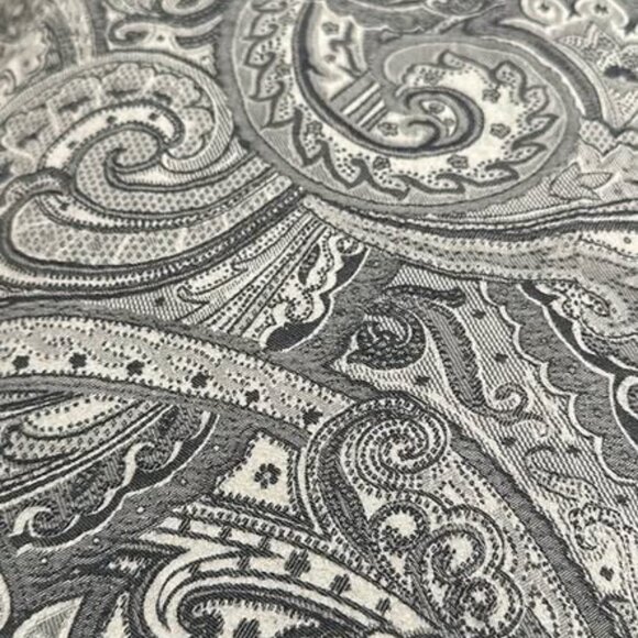 Vintage Ralph Lauren Grey Paisley King Duvet Cover with Navy Striped Trim - Picture 2 of 5